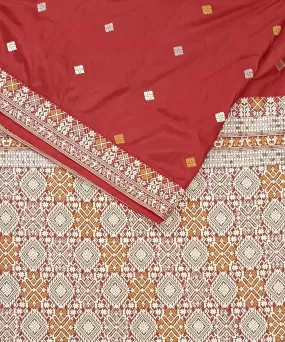 Red yellow silk handloom assam saree