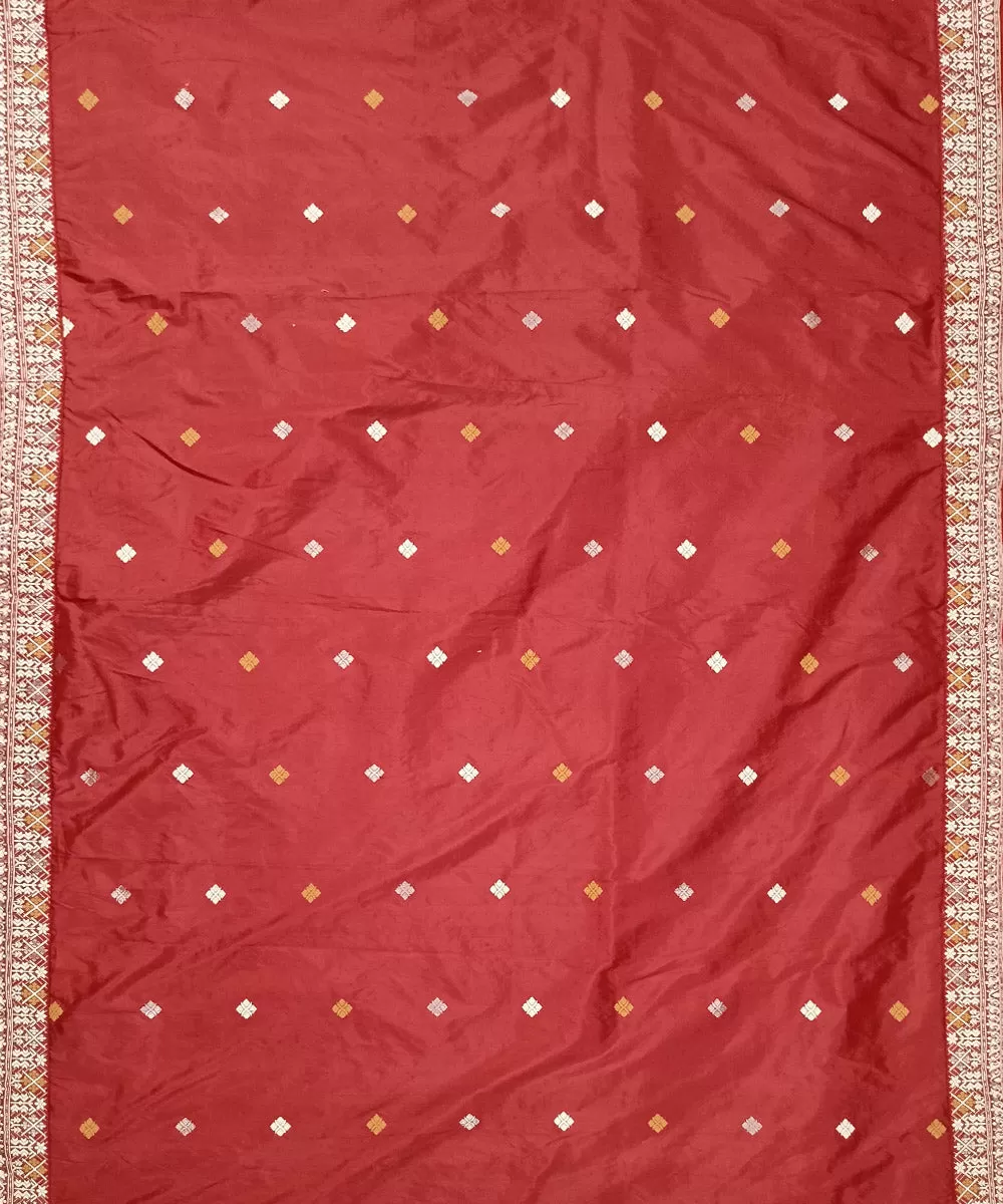 Red yellow silk handloom assam saree