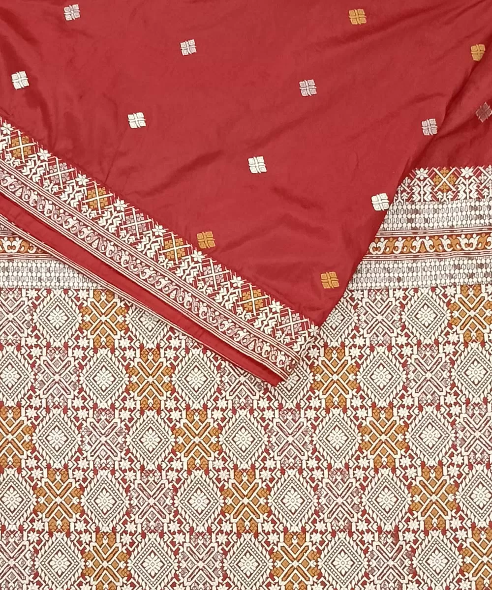 Red yellow silk handloom assam saree