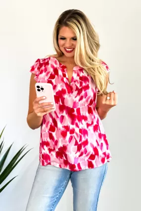 Sammie V Neck Blouse : Red/Pink