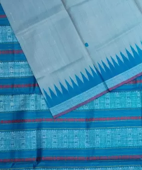 Sky blue sea blue tussar silk handloom gopalpur saree