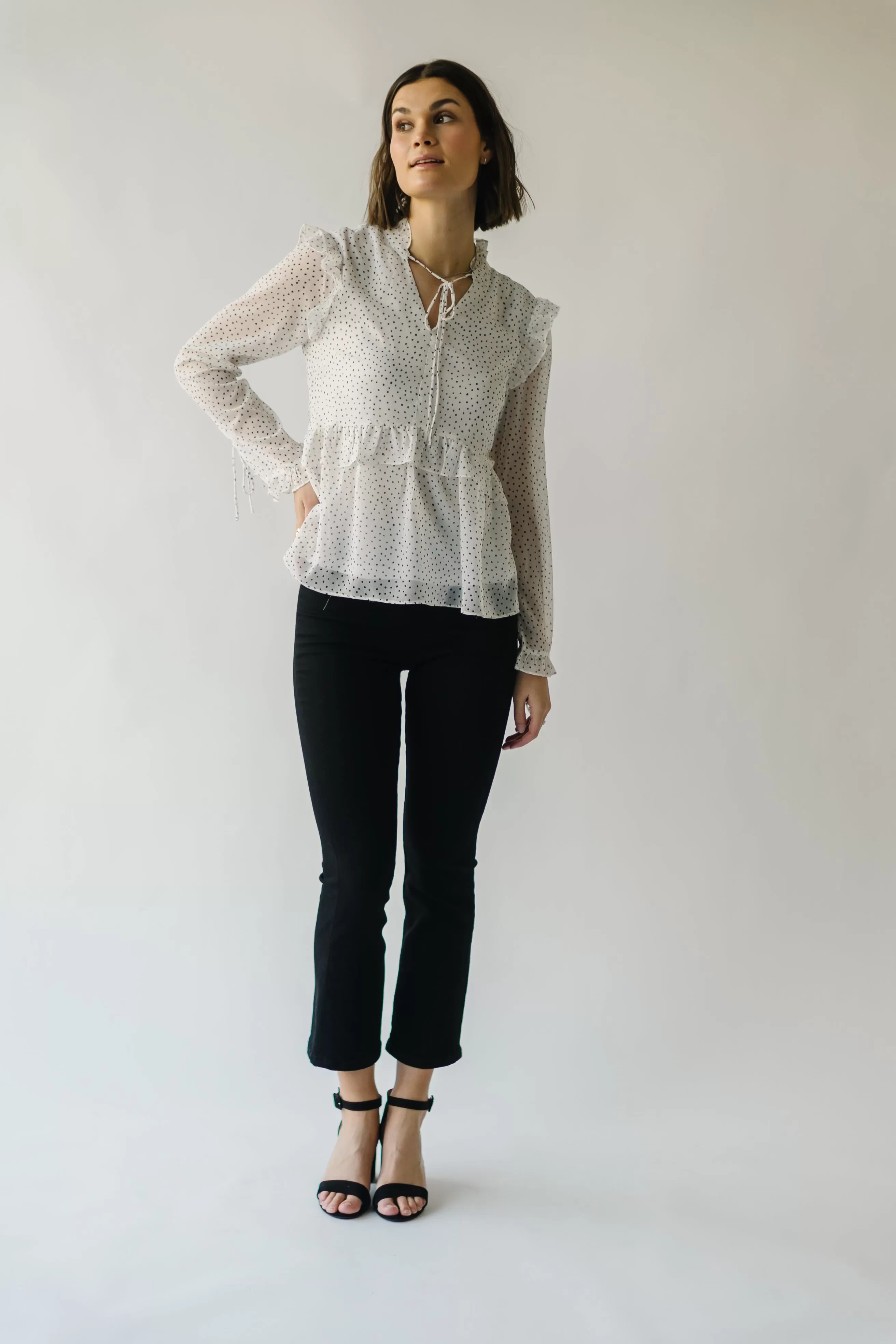 The Kittery Polka Dot Chiffon Blouse in Cream