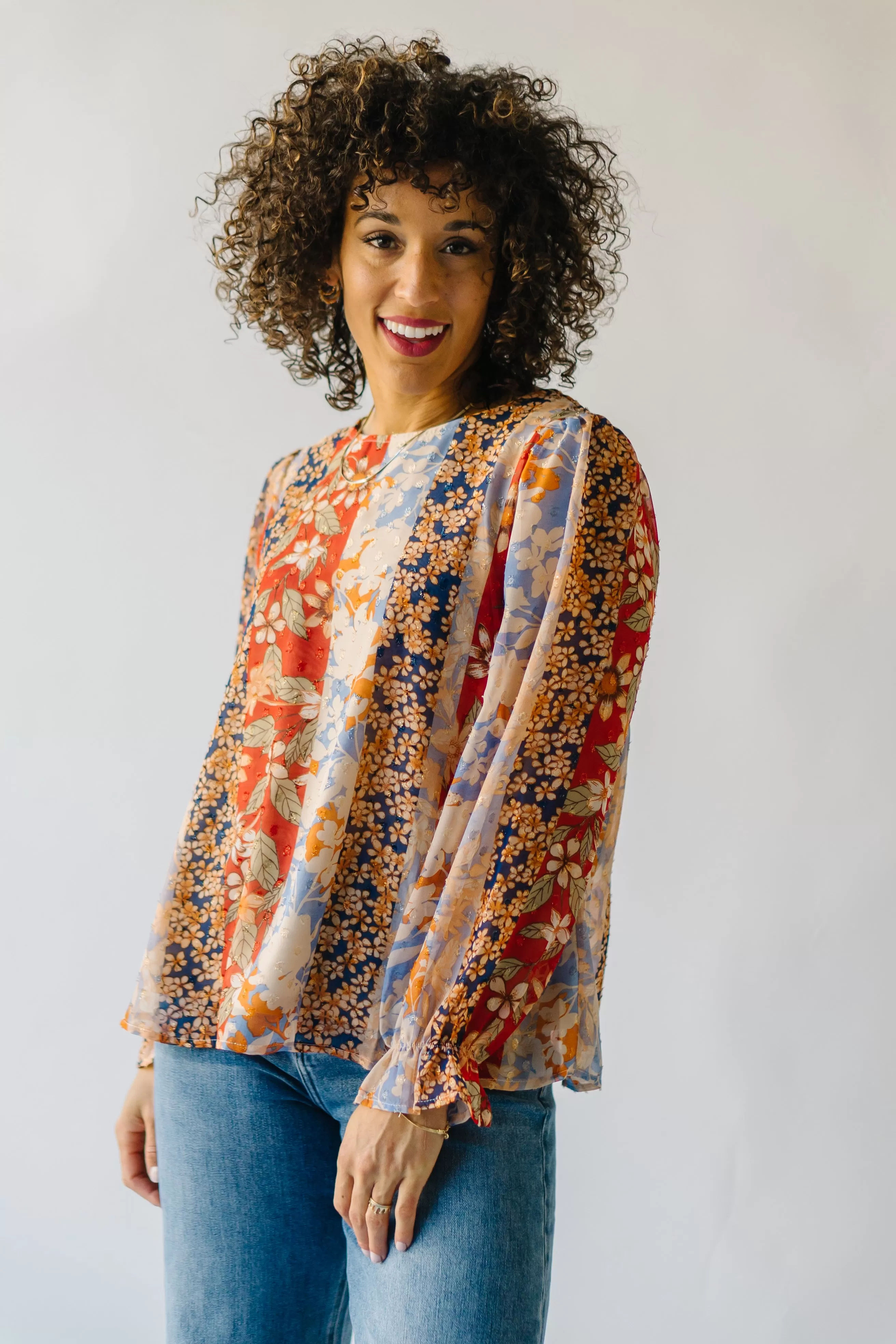 The Reginald Patterned Blouse in Cream