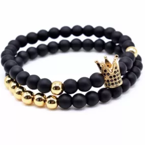 Twin Ball Crown Bracelet SET