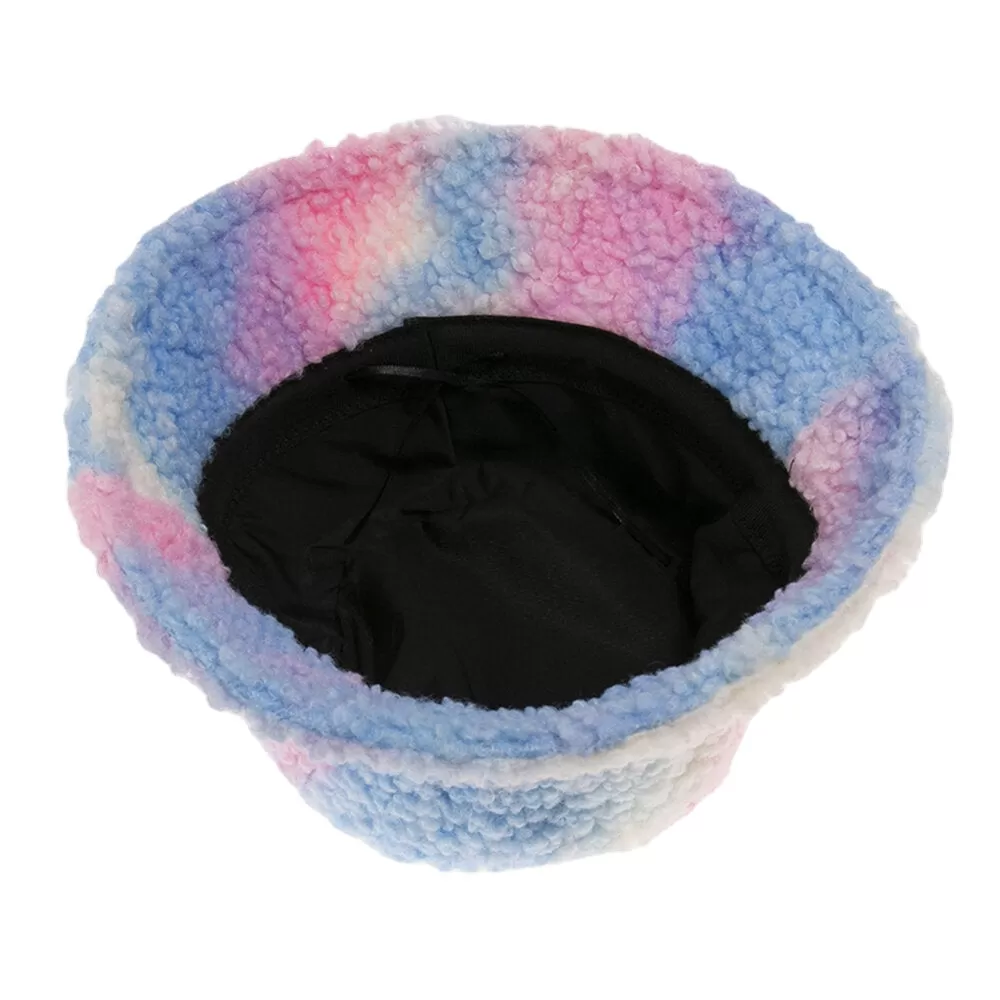 Unisex Felt Lamb Hair Tie-dye Plus Thicken Warm Windproof Soft Bucket Hat