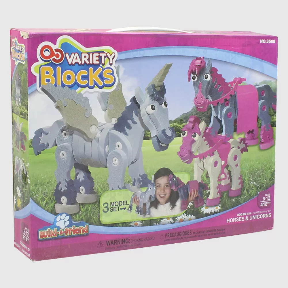 Variety Blocks Building Set - Horses & Unicorns 418 Pcs