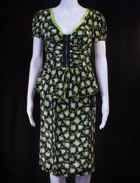 Vintage Dolce & Gabbana Floral Set Green/Black Small