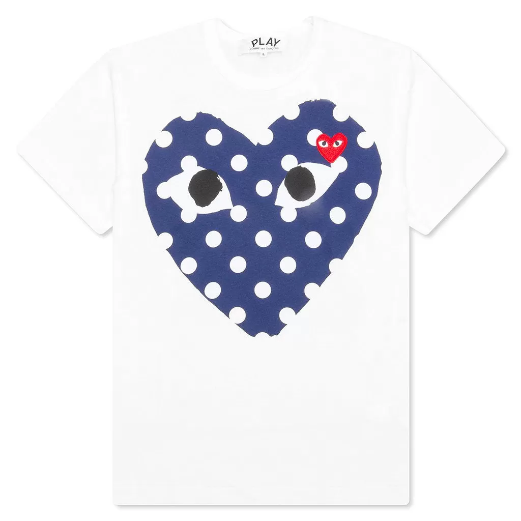 Women's Polka Dot Full Heart T-Shirt - White