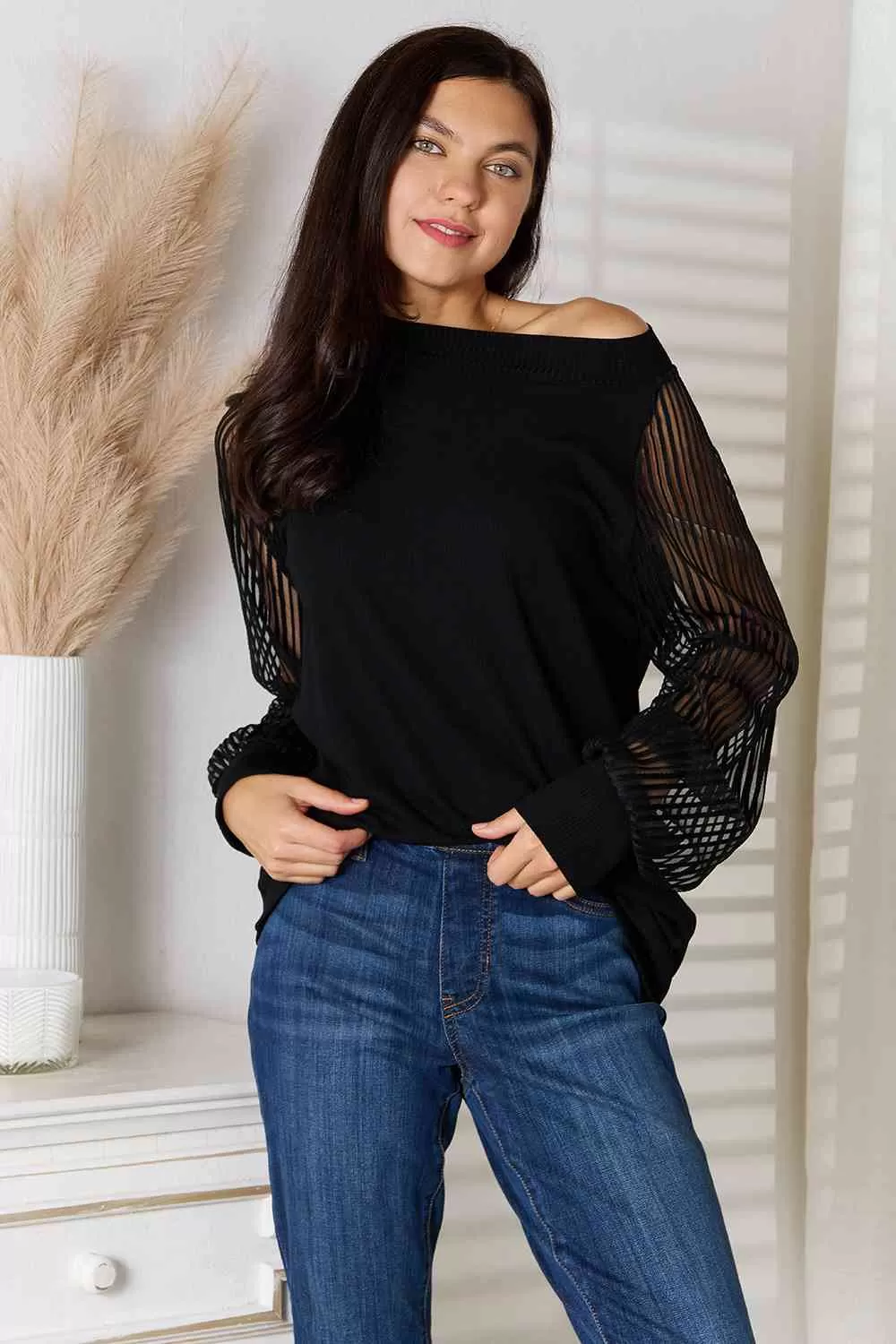 women's Round Neck Raglan Sleeve Blouse