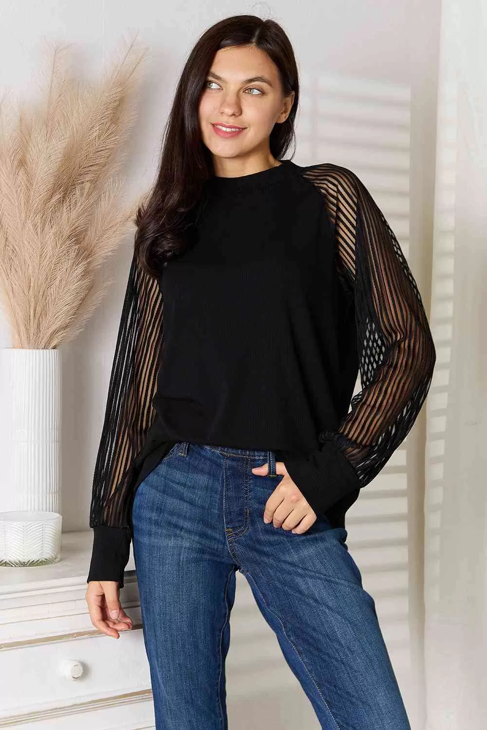 women's Round Neck Raglan Sleeve Blouse